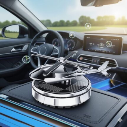 معطر جو للسيارة يعمل بالطاقة الشمسية بتصميم مميز على شكل طائرة هليكوبتر.